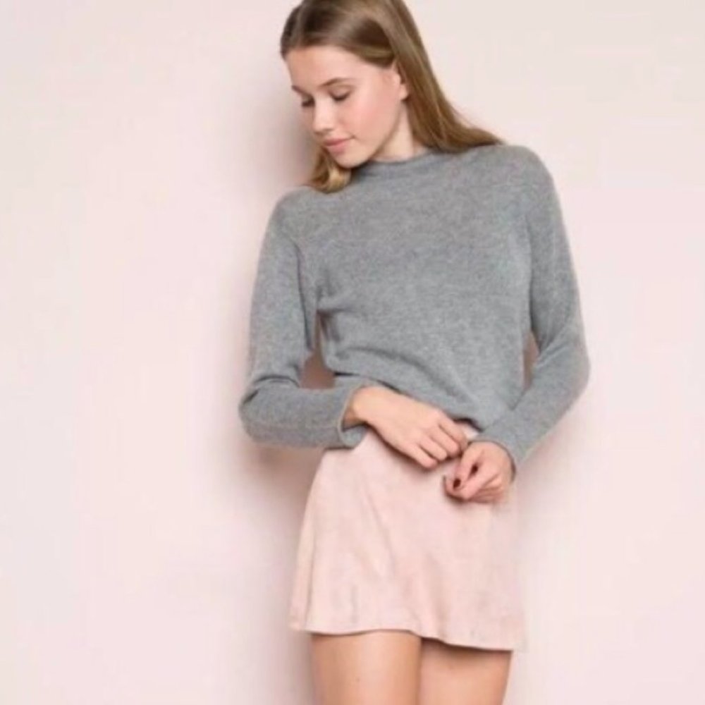 john galt blush pink suede skirt